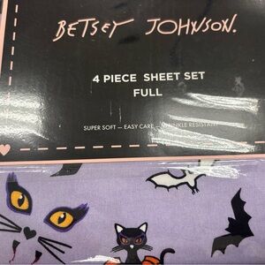 🖤 🐈‍⬛  Betsey Johnson Lavender Cat and Bat Sheet Set - FULL